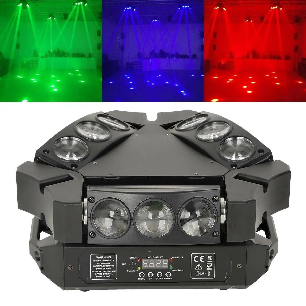 

9X3W RGB 3in1 LED Spider Stage Moving Head Light DMX Bar KTV DJ Disco Lighting