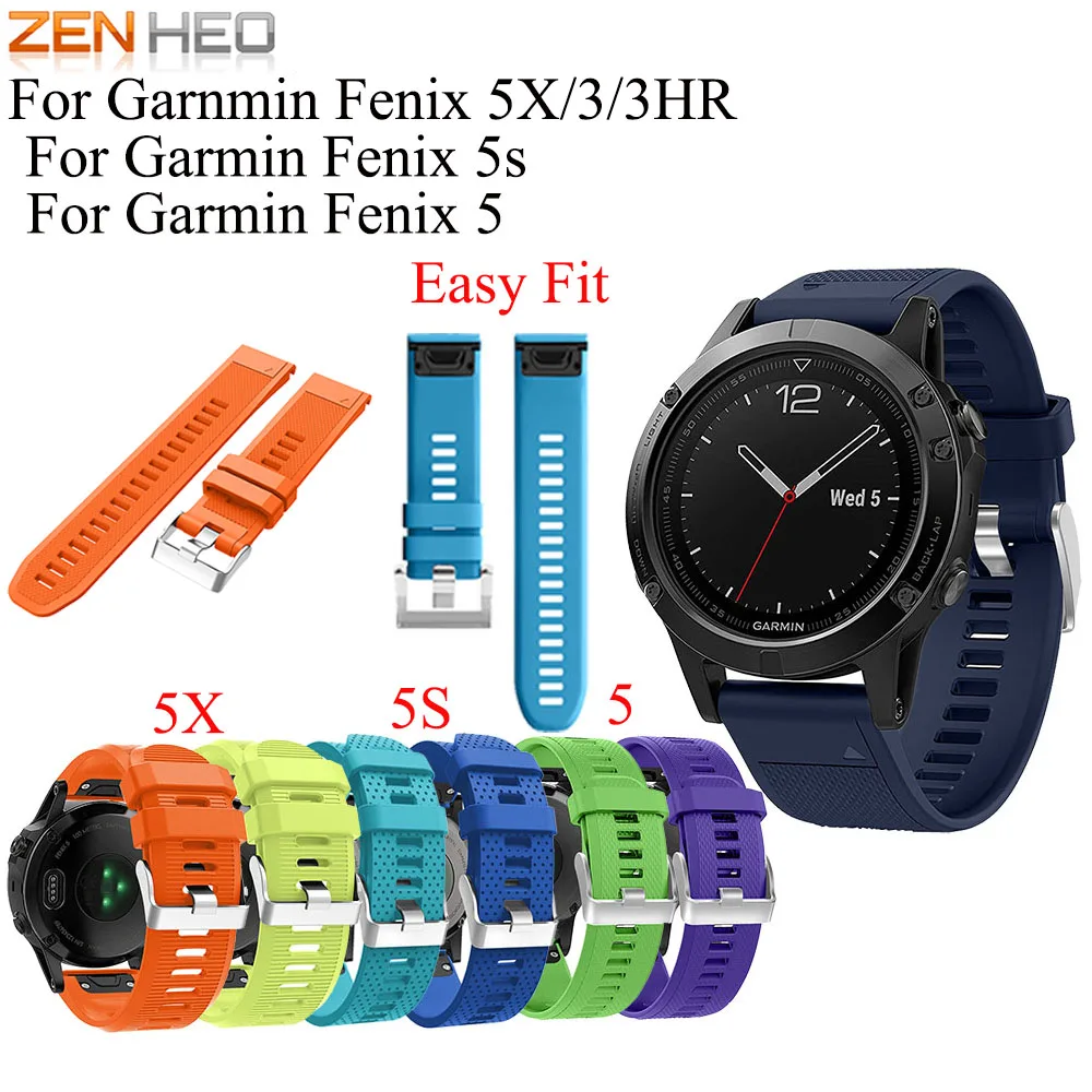 

26 22 20MM Watchband for Garmin Fenix 5X 5 5S Plus 3 3 HR Forerunner 935 Watch Quick Release Silicone Easy fit Wrist Band Strap
