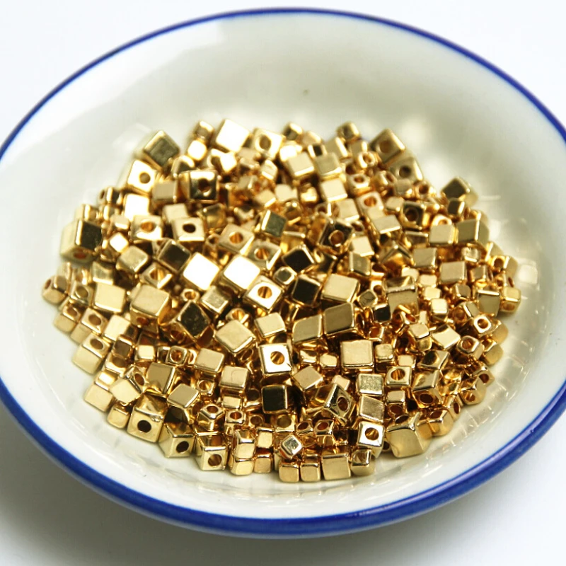 

500pcs 3mm Gold Acrylic Square Spacer Beads For Jewelry Making DIY Necklace Bracelet