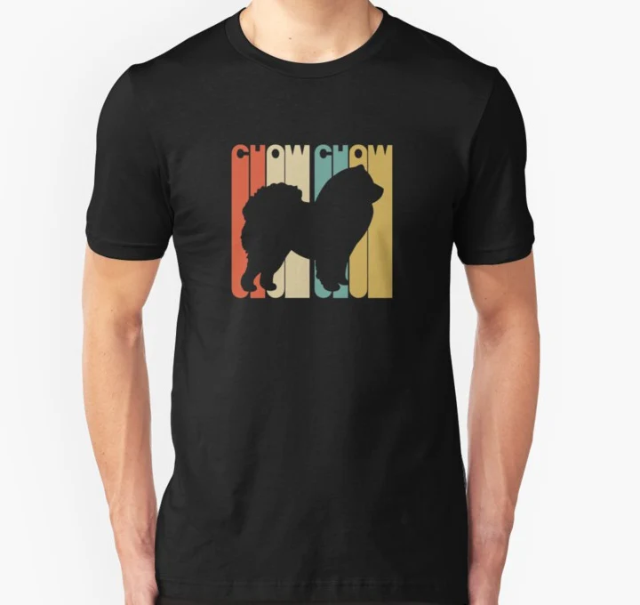 

Men Short sleeve tshirt Vintage Style Chow Chow Silhouette Shirt T Shirt Women t-shirt