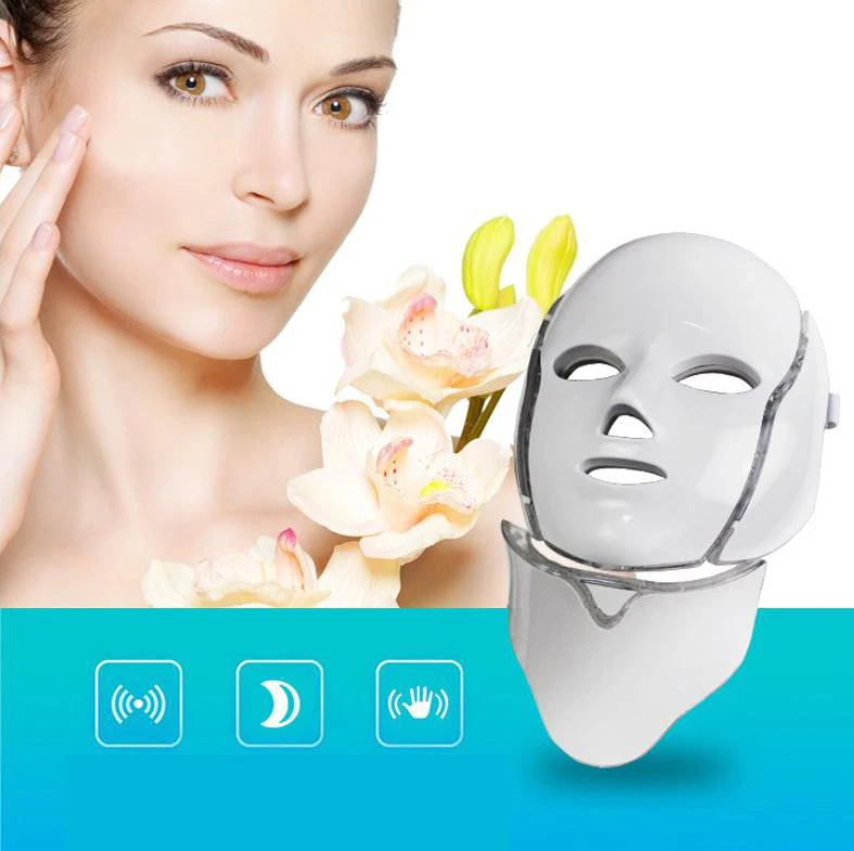 NEWEST 3/7 Colors Photon Electric LED Facial Mask with Neck Skin Rejuvenation Anti Acne Wrinkle