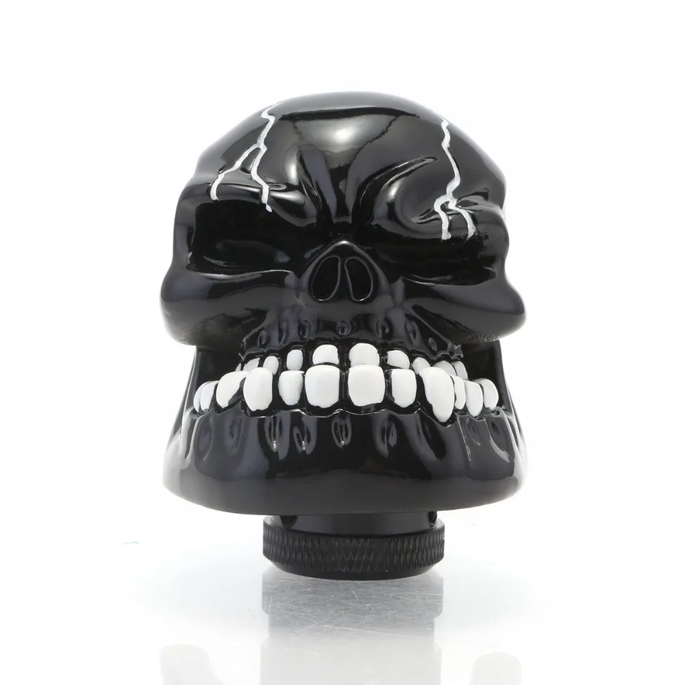 הגעה חדשה ידני האוניברסלי Gear Stick שיפטר מנוף Knob Wicked מגולף שחור גולגולת Gear Shift Knob לרכב אוטומטי משלוח חינם