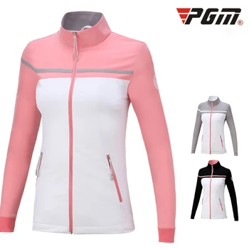 

PGM Women Patchwork Golf Jackets Winter Autumn Spring Outdoor Leisure Sport Jacket Zipper Warm Windproof Soft Slim Coat D0505