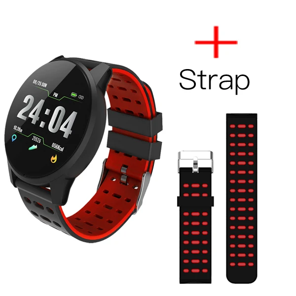 MAFAM, умные часы для мужчин и женщин, пульсометр, измеритель артериального давления, кислородный монитор, фитнес-трекер, будильник, напоминание, умные часы, спортивные часы - Цвет: B2 Red Plus Strap