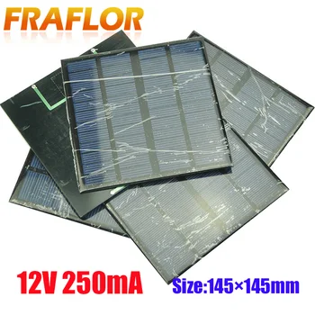 

12V 250mA 3W 145*145*3MM 5Pcs/Lot Mini Polycrystalline Silicon Solar Cell Panels Chargers For DIY Mobile Phone Education Study