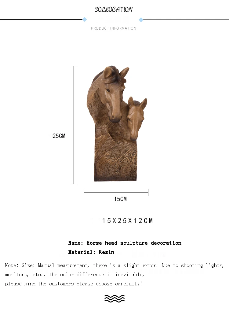 Креативный Европейский Стиль Смола Украшение резьбы по дереву украшения голова лошади Ремесло Скульптура Гостиная Кабинет Украшение Дома