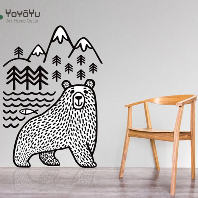 

YOYOYU Bear Mountains Vinyl Wall Sticker Kids Room Animal Removeable Decal Nursery Bedroom Decoration Art Poster ZX024