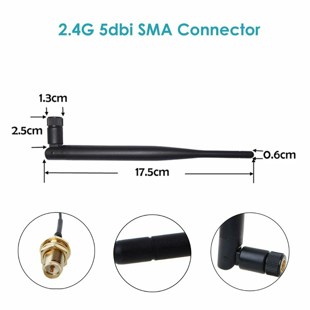 Wecast 2,4 ГГц антенна Wi-Fi 5dBi RP-SMA Мужская антенна для беспроводного Wi-Fi роутера с 21 см PCI U. FL IPX к SMA мужской косичка кабель