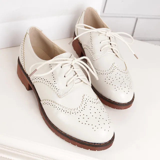 Buy ladies white leather brogues cheap 