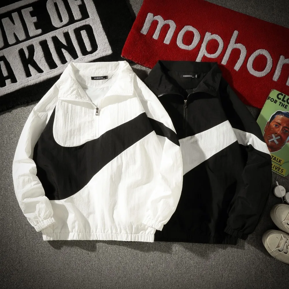 RUELK Mens Jackets Hip-Hop Outwear Autumn Fashion Hit Color Casual Streetwear Male Thin Jacket Coat Spring Streetwear Vinta