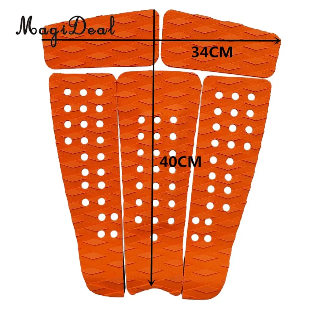 MagiDeal 5 Pieces Non Slip Diamond Grooved EVA Surfboard Traction Deck Grip Tail Pad Surfing Kiteboard Skimboard Accessories