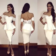 In Mode White Satin Gerade Abendkleider 2017 Prom Kleider Schatz Appliques Kurzen Ärmeln Bodenlangen robe de soiree