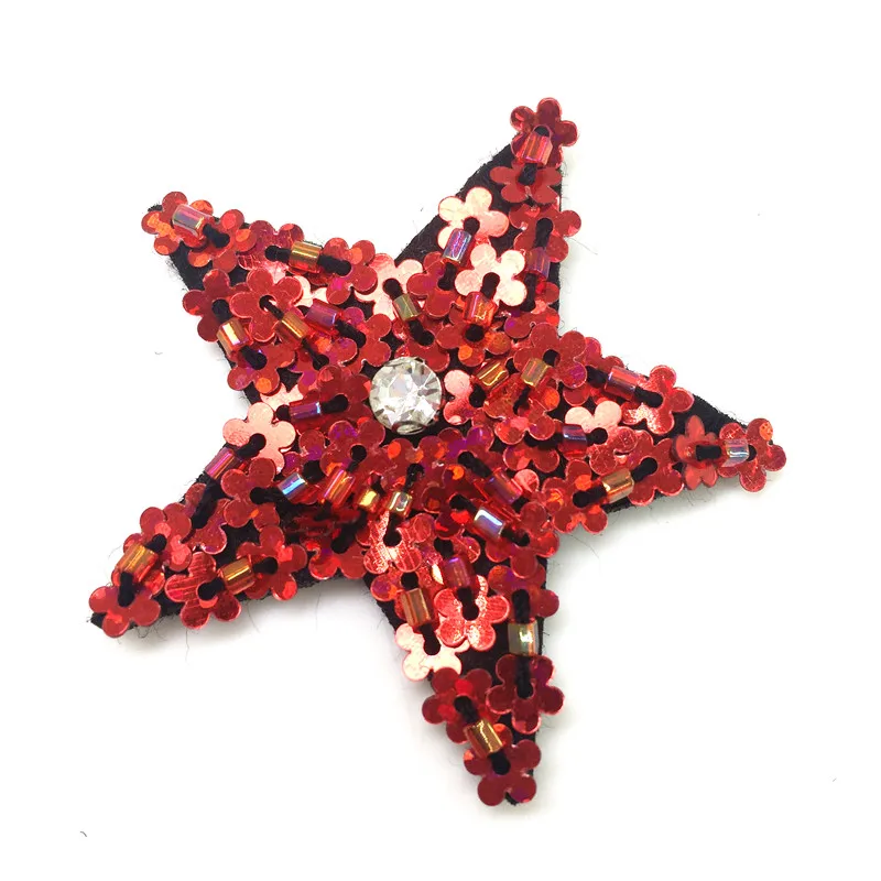 6pc Sew On Five-Pointed Star Sequin Patch Handmade Beaded Applique Patches For Clothing Bag Shoes Parches Bordados Ropa AC1272 | Дом и сад