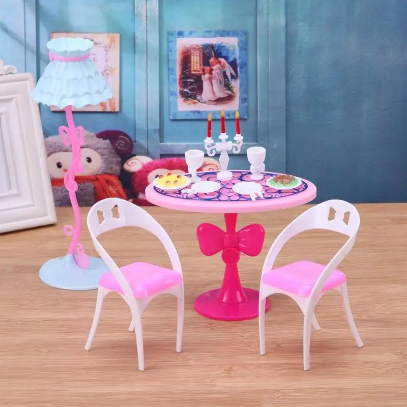 21pcs/Set Doll Kitchen Candlelight Dinner Tools Dolls Mini Kitchen Tableware Furniture Children Girl Pretend Play Role Toy Gifts