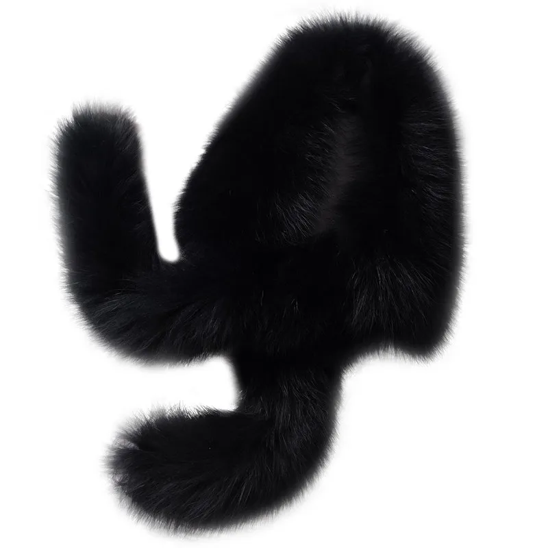 

FXFURS 2019 girls new hot selling fox fur collar scarf natural fox fur scarf real fur collar with long tails for winter