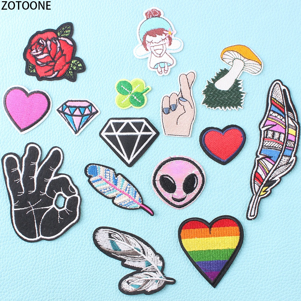 

ZOTOONE Alien Flowers Patch for Clothing Embroidered Clothes Patches Applications Jacket Badges Stickers Appliques for Crafts E