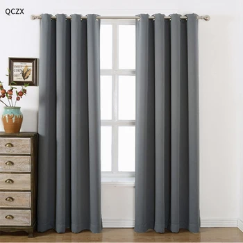 

QCZX Bedroom Blackout Curtains Blackout Room Darkening Curtains Window Treatment Grey Panels Rod Pocket Blackout Curtains D30