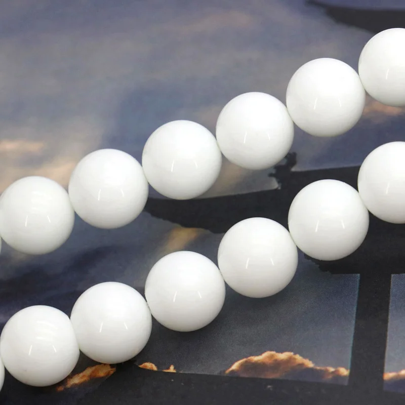 

New Hot Selling! 12mm White Stone Round Bead Tridacna Loose Beads, Fit Making DIY Exquisite Necklace Jewelry Gift