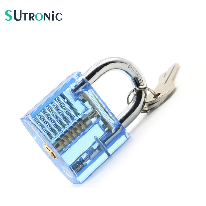 

Transparent Visible Pick Cutaway Practice Padlock Lock With Broken Key Removing Hooks Lock Extractor Set Locksmith Tool blue