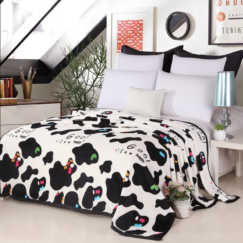 Colorful Cow Print Blanket Soft Fleece Bedsheet Sofa Bedding