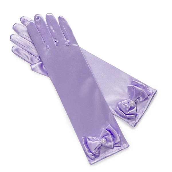 Bow gloves F Детские маскарадные перчатки принцессы для маленьких девочек, платье Анны, митенки с бантом, Вечерние перчатки с принтом, детские перчатки без пальцев для девочек - Цвет: Bow gloves F