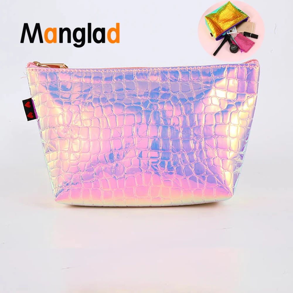 

Women New Hologram Holographic Pencil Pen Case Bag Cosmetic Makeup Storage Bags Purse Waterproof PU Make Up Travel Bag for Girl