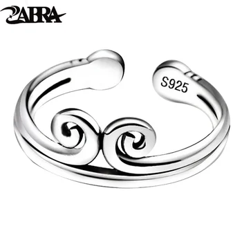 

ZABRA Real Pure 925 Sterling Silver Engagement Open Couple Rings For Women Men Lovers Vintage Handmade aneis de prata Jewelry