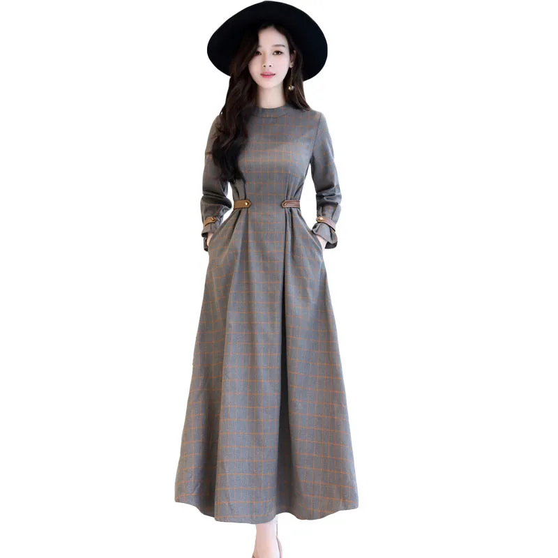 Women Long Sleeve Maxi Dress Autumn 2017 New Fashion