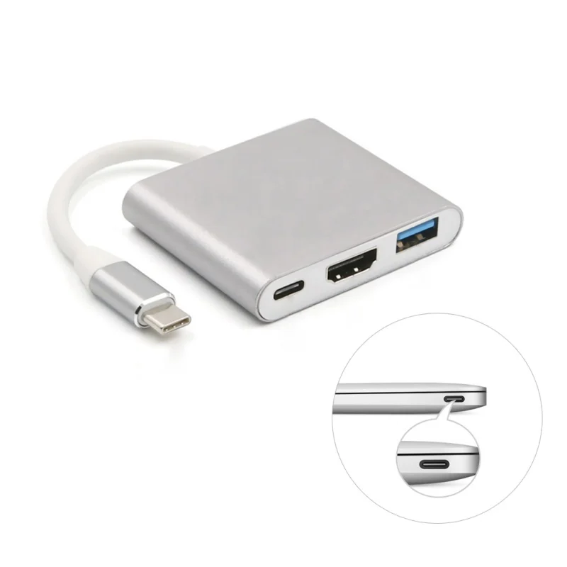 

USB 3.1 Hub Type-C to USB 3.0/ HDMI/ Type C Female Charger Adapter for New Macbook for Dell XPS 13 USB C to HDMI 4K Adapter