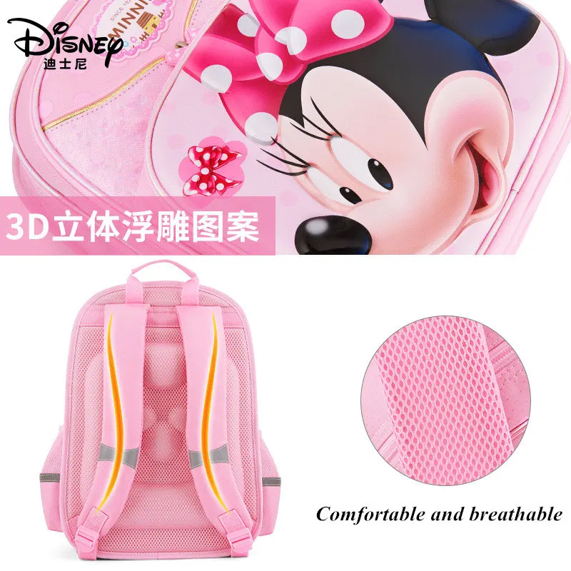 Ceny Disney 3D Minnie wodoodporny ortopedyczny nowy wysokiej jakości plecak szkolny Cartoon dzieci duża pojemność podstawowej dziewczyny torba