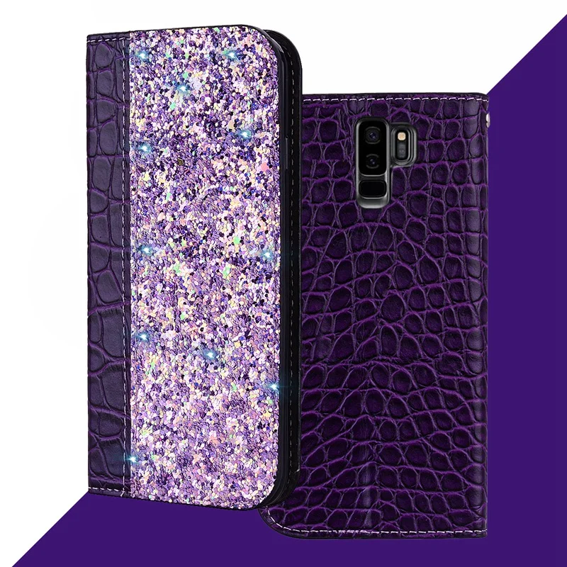 Мода для samsung S9 дело Блеск Filp Кожа Galaxy Plus карты карман защитный чехол телефона