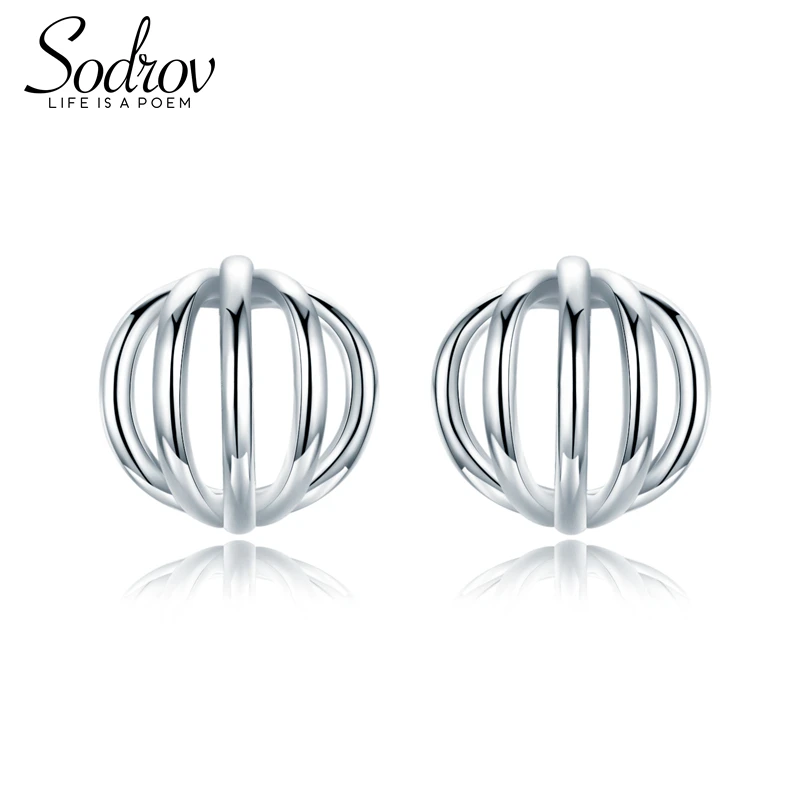 

Sodrov Stud Earrings Jewelry 925 Sterling Silver Geometric For Women Fine Party Accessories