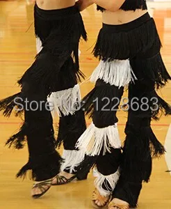 Dance Pants Black Red Purple Blue White Latin Dance Salsa Woman Pants Girls Tango Dance Costumes Fringe Clothes / Samba Pants