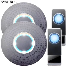 SMATRUL Waterproof Wireless Doorbell EU Plug 300M Remote home smart Door Bell ring call chime 2 button 2 receiver LED light Deaf