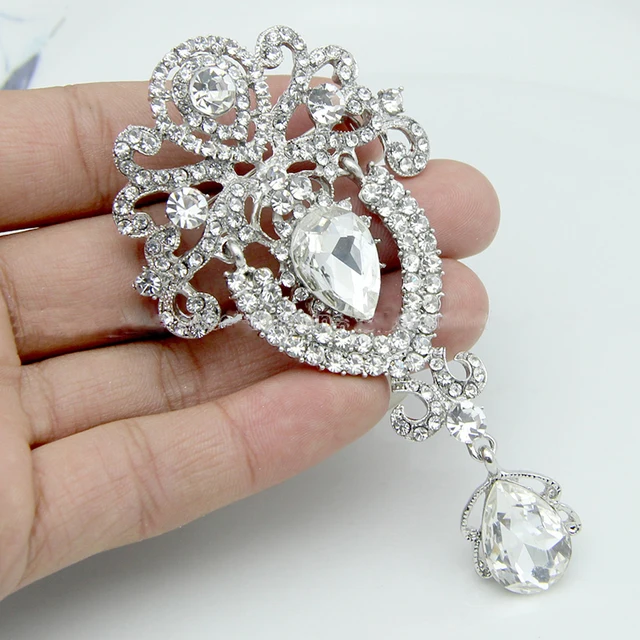 LNRRABC Women's Brooches Rhinestones Crystal Crown Large Flower Bridal