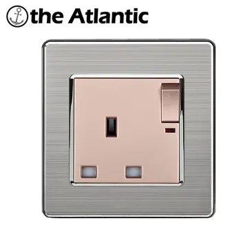 

Atlantic 13A UK Standard Switched Socket with Neon Wall Power Outlet Enchufe Stainless Steel Panel Electrical Plug