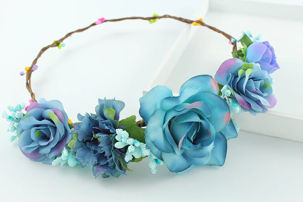

Summer style big flower yellow Bride Accessory Rose Flowers Hair Bridal Wedding Flower Garland Headbands Crowns headband