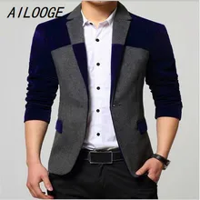 AILOOGE Новинка блейзеры мужские модные мужские блейзеры костюм платье Лоскутные костюмы мужские спортивные пиджаки деловая куртка Masculino