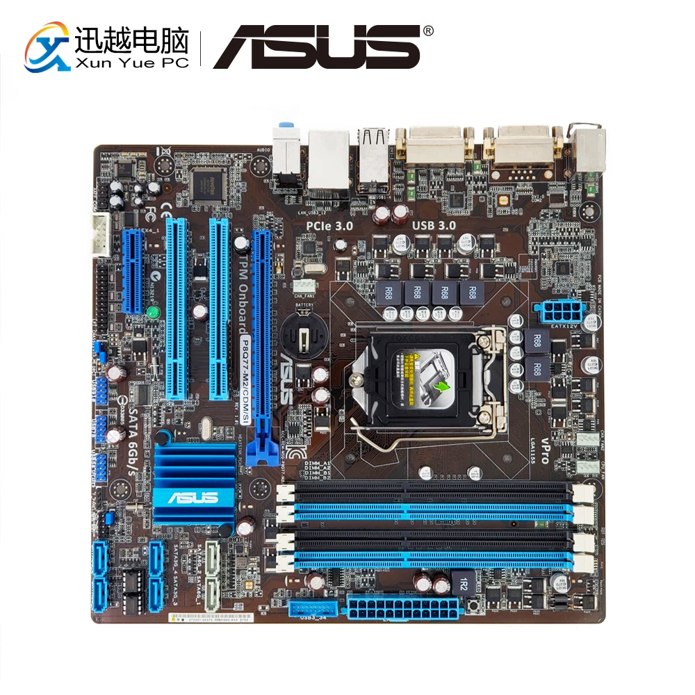 

ASUS P8Q77-M2/CDM/SI Desktop Motherboard P8Q77-M2 Q77 LGA 1155 Support E3 1230 V2 CPU DDR3 16G SATA3 USB3 2*DVI uATX
