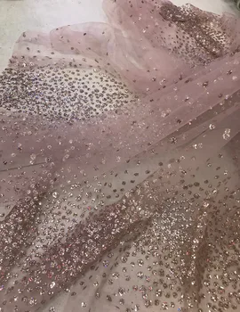 

french african glued glitter sequence lace fabric JIANXI.C-121121 sequin lace fabric for party dress