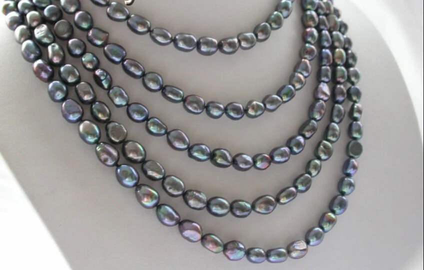 

FREE shipping> >>>SALE 100" 11mm black baroque freshwater cultured pearls necklace n220 6.07