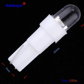 

100pcs Car T5 37 58 70 license plate light instrument light map light Dashboard Wedge LED Light Bulb Lamp white Adebayor
