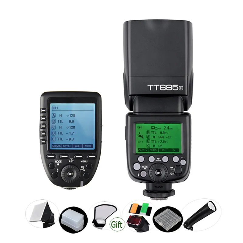 GODOX Xpro-F триггер передатчика + TT685F GN60 2 4G HSS 1/8000s Беспроводной TTL комплект вспышки