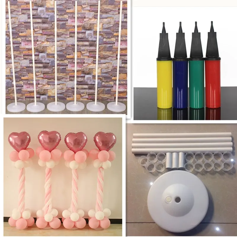 2 Sets 150cm Balloon column base /stick /plastic poles +15 clips