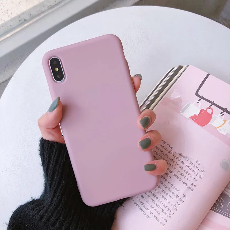 

Candy color all-inclusive shatter-resistant protective cover thick soft shell solid color for iPhone XS Max XS XR X XR 6 6s 7 8P