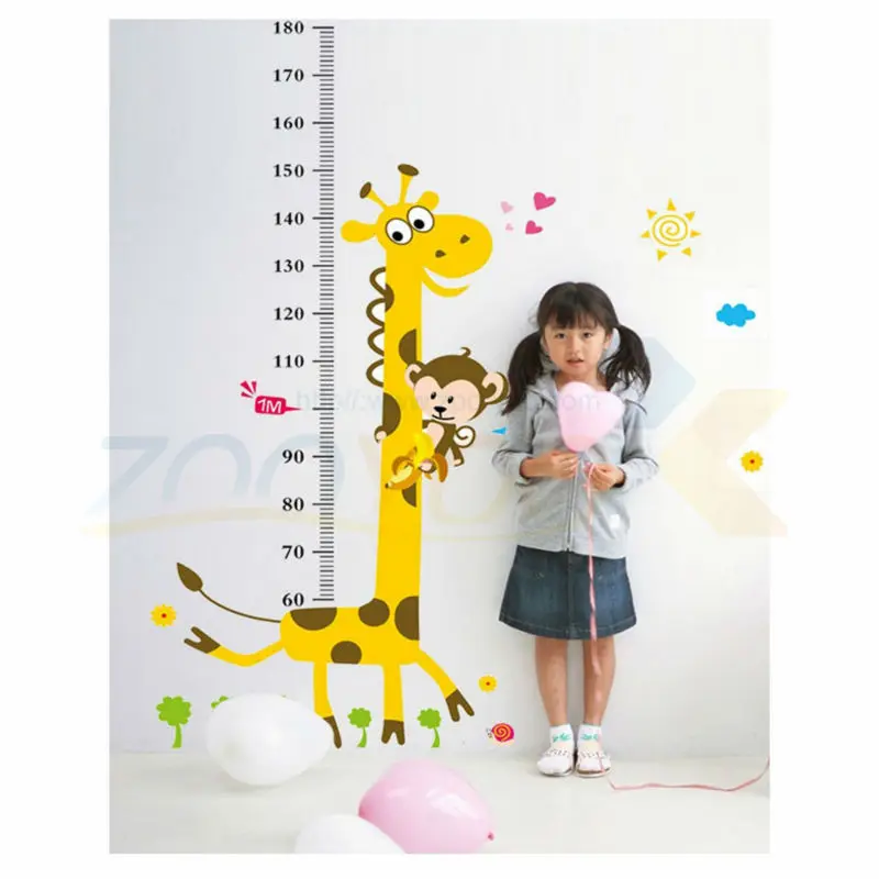 Kids Height Chart Wall Sticker home Decor Cartoon Giraffe Height Ruler