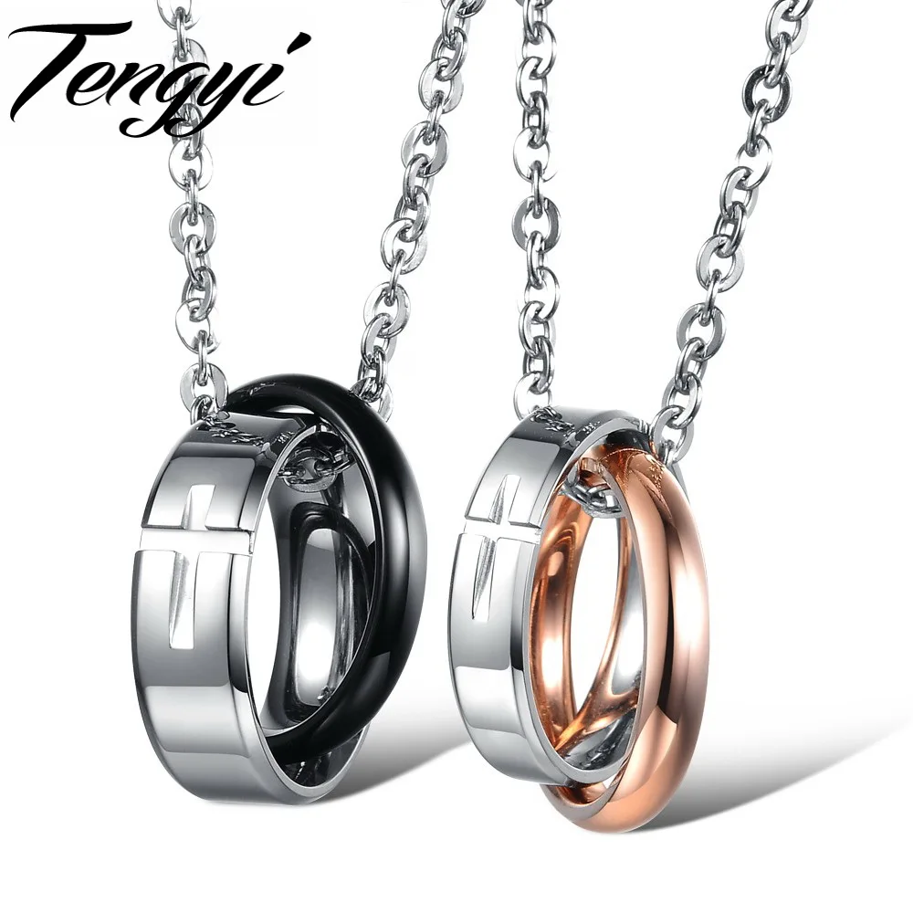 New 2015 stainless steel Double Necklaces & Pendants cheap jewelry high