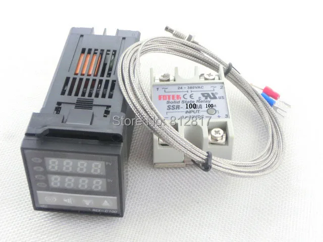 

C100FK02-M*AN 240V Digital PID Temperature Controller max.100A SSR100DA K Thermocouple Probe