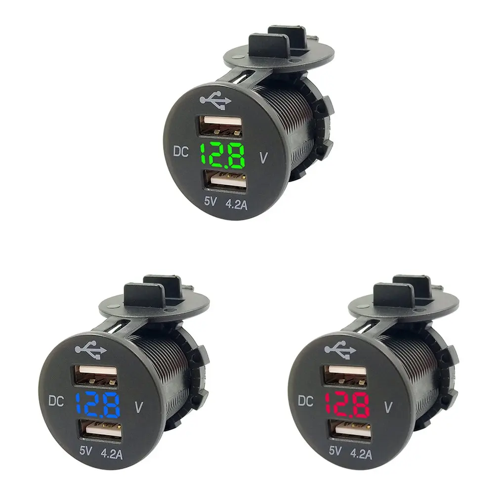 

Dual Port USB Charger with Voltmeter 12-24V LED Digital Display 4.2A Universal for Car Boat Motorcycle