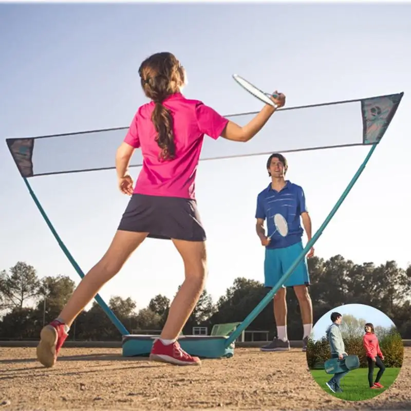 

Standard Badminton Net Indoor Outdoor Sports Volleyball Training Portable Quickstart Tennis Portable Net Set with 2pcs Rackets